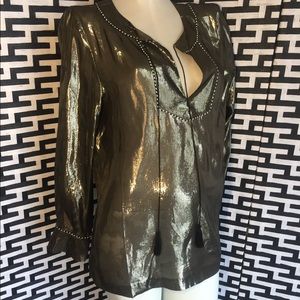 🎊Beautiful Sheer tassel Metallic J.Crew Top🎊